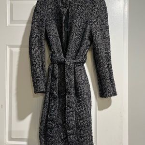 H&M Navy & White peplum pea coat